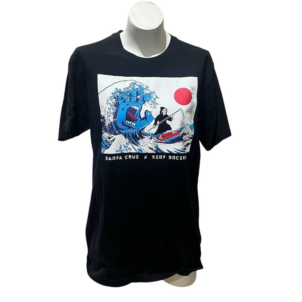 Riot Society x Santa Cruz Men's Black Graphic T-Shirt Size L
